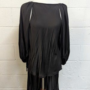 Zitta Costura Unique black Silk Crepe Draped Blouse S